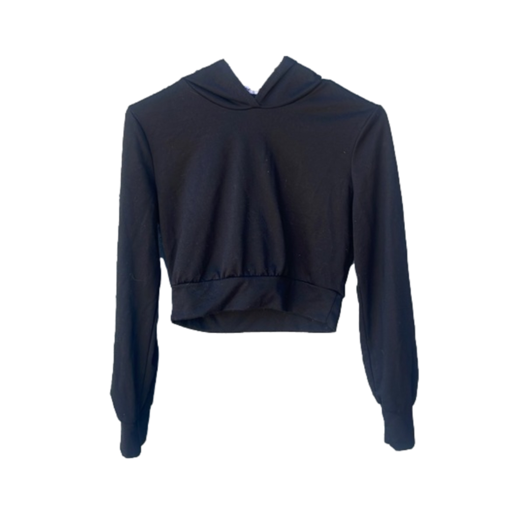 Lulu’s Mickey Cropped Hoodie Women’s Black Size Small